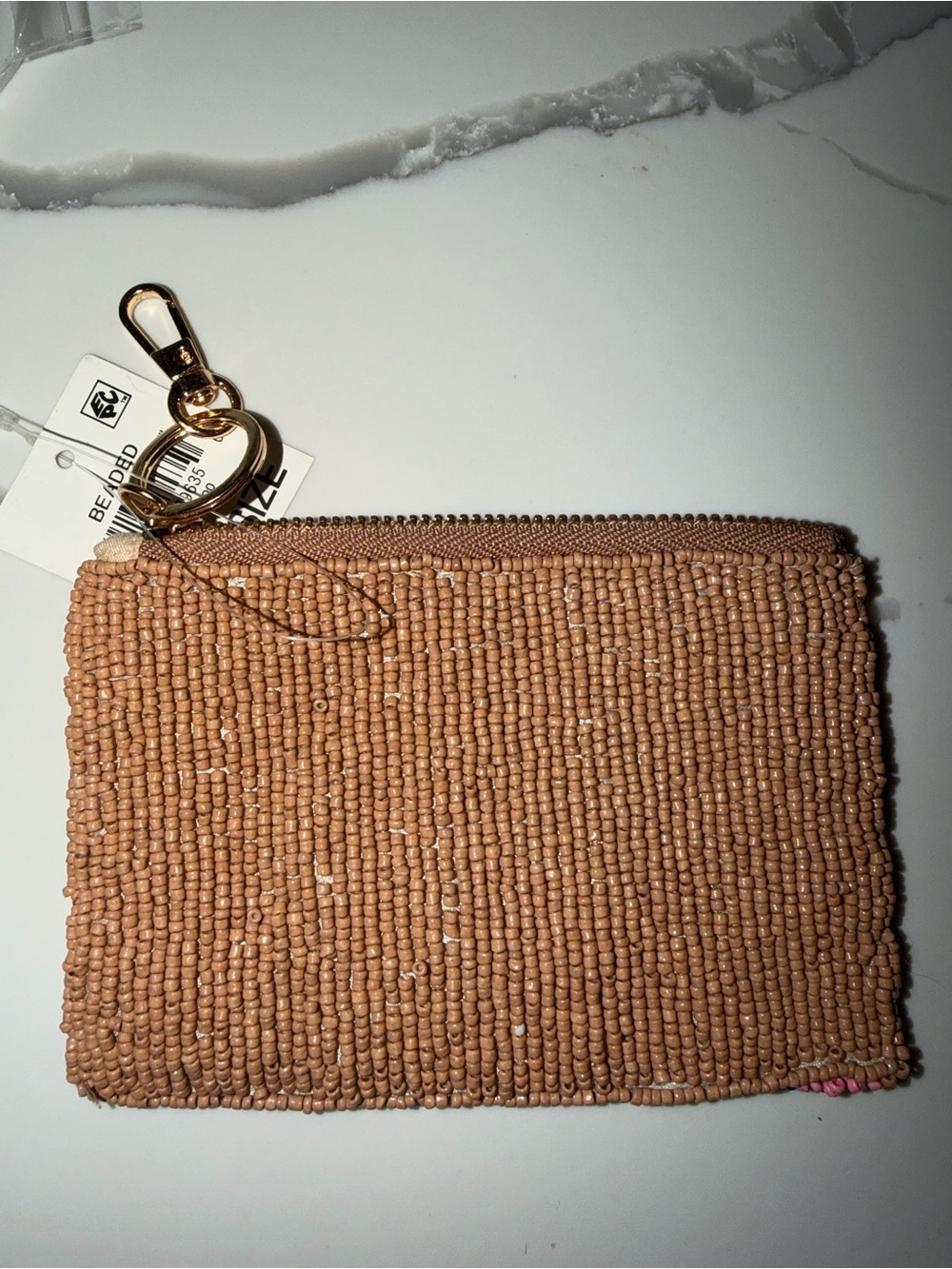 NWT On 34th Hand Beaded Floral Zip Pouch with Keychain - Picture 4 of 6